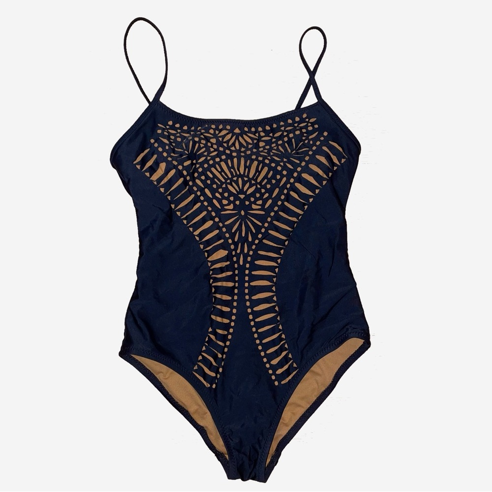 Size S mossimo Target swimsuit one piece black and tan